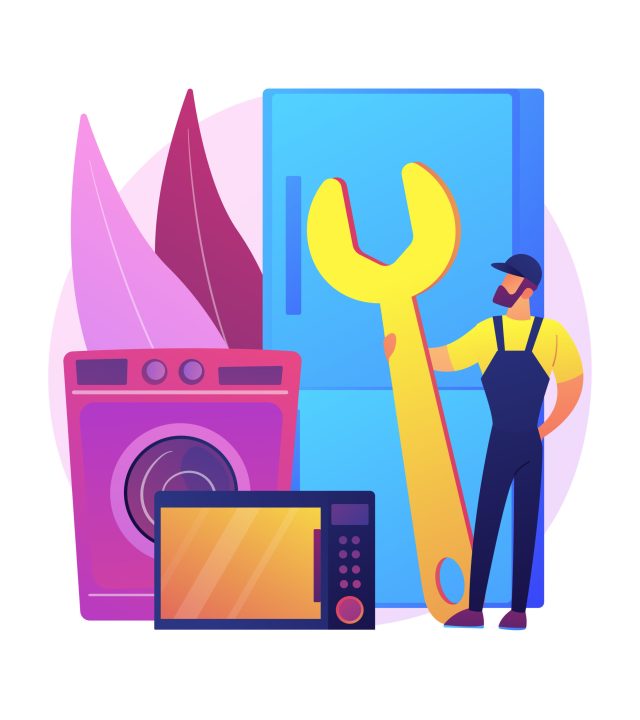 Repair of household appliances abstract concept vector illustration. Repair of household appliances abstract concept vector illustration. Warranty services, household master maintenance, tips and guidelines, repair tools, how-to-fix video abstract metaphor.